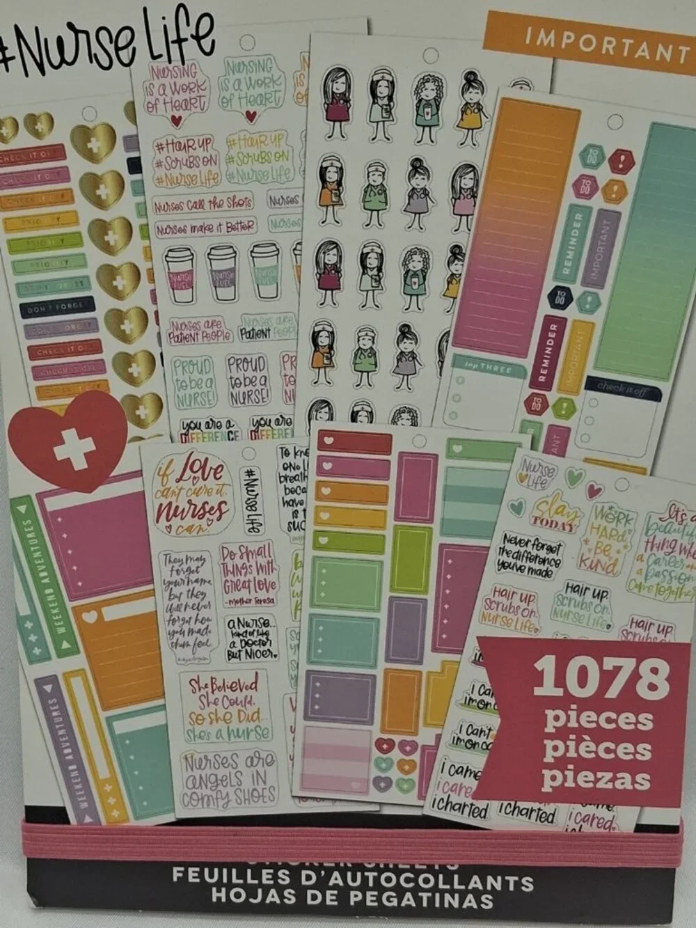 Happy Planner NURSE 1078 Pieces 30 Pages of Stickers ( few stickers missing)